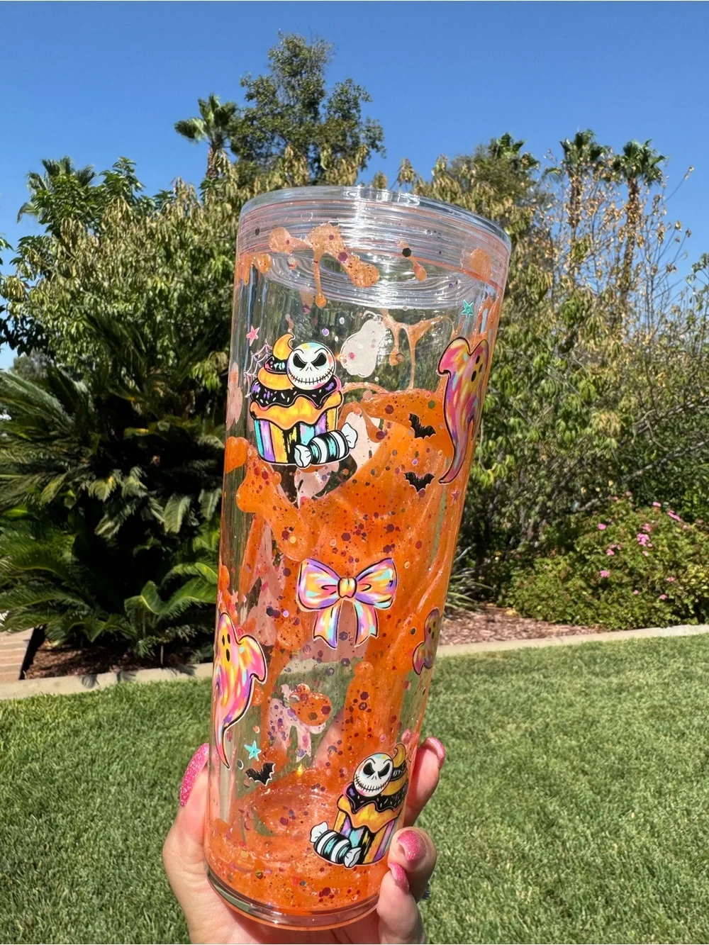 Jack skellington jelly snow globe tumbler 24oz